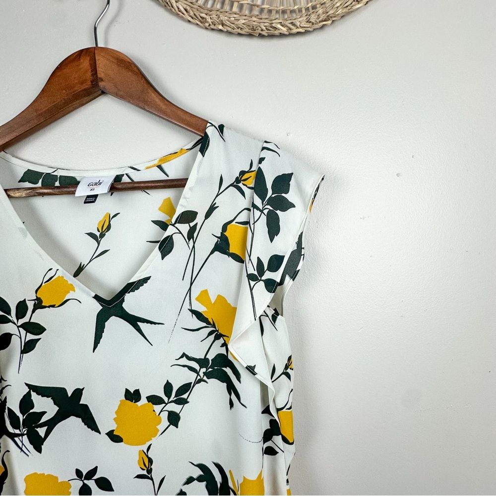Cabi 3963 Birdwatcher Floral Crossover Flutter Sleeve Blouse XS - Picture 7 of 10